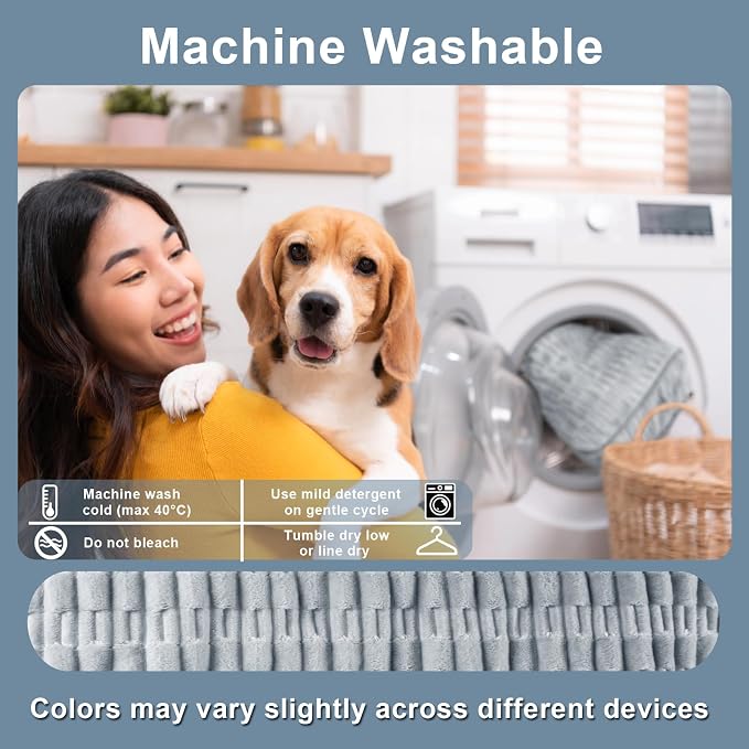 Dog Car Seat Cover for Back Seat, Soft Plush Waterproof Pet Protector with Non-Slip Bottom, Full Coverage Bench Cover Against Hair, Dirt and Scratches for Cars SUVs and Trucks (Grey, Back)