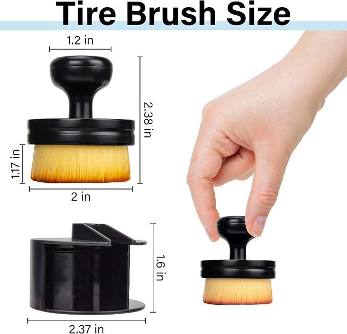 Tire Shine Applicator Brush, Tire Shine Brushes, Tire Dressing Brush Applicator with Seal Cover, Tire Brush for Car Detailing, Tire Gel Applicator, High Density Detail Factory Tire Brush (Yellow)