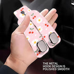 Car Seat Headrest Hook, Universal Leather Cute Hanger Holder Hook, Storage Organizer Interior Accessories for Purse Bags Handbag Cute Daisy Cherry
