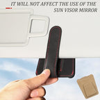 Sunglass Holder for Car Visor, Magnetic Leather Vehicle Eyeglass Hanger Holder, Automotive Interior Sun Visor Glasses Ticket Card Organizer Clip, Universal for SUV RV Lorry (Beige)