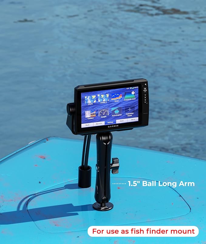 1.5" Ball Aluminum Alloy Double Socket Arm, 9.1" Length Long Arm | Compatible with RAM Mounts C Size 1.5" Ball Components, 360° Rotation, for Fish Finder Mount, Marine Electronic Mount