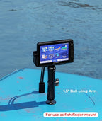 1.5" Ball Aluminum Alloy Double Socket Arm, 9.1" Length Long Arm | Compatible with RAM Mounts C Size 1.5" Ball Components, 360° Rotation, for Fish Finder Mount, Marine Electronic Mount