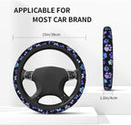 Paw Prints Steering Wheel Cover - Purple Dog Paw Steering Wheel Cover Anti-Slip Breathable 15 Inch Universal 2 Pcs Car Interior Cup Holder Pad for Men Women