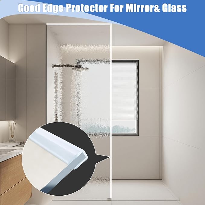 Clear Rubber Edge Trim, Self-Adhesive Rubber Edge Trim, Edge Protector for Sheet Metal, Glasses or Flexi Glasses, Silicone Rubber Material, Transparent Color, Fit 5/16"(8mm), U Channel Edge Guard