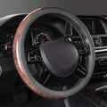 Wood Grain Microfiber Leather Steering Wheel Cover, Universal Fit for 14 1/2-15 inch Gray Steering Wheel, Anti-Slip Veins Design,Cars, Suvs,Minivans, Sedans (Gray)