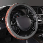Wood Grain Microfiber Leather Steering Wheel Cover, Universal Fit for 14 1/2-15 inch Gray Steering Wheel, Anti-Slip Veins Design,Cars, Suvs,Minivans, Sedans (Gray)