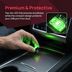 2PCS USB LED Car Interior Atmosphere Lamp, Portable Mini, Green | 5V USB-A plug-in, soft accent glow, no wiring, decor night light, car accessories for cars, SUVs, trucks