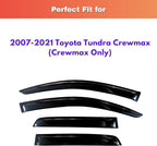 KPY Rain Guards Fit for 2007-2021 Toyota Tundra Crewmax, Out-Channel Window Visors Vent Wind Deflectors 4PC, Truck Accessories for 07-21 Tundra Crewmax (Full-Size Cabs)