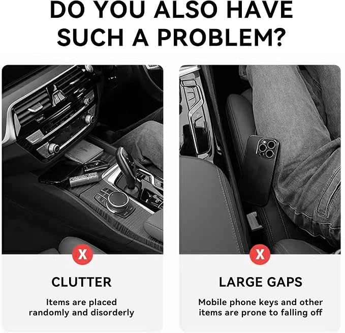 2PCS Car Seat Gap Filler, Automotive Seat Organizer Fill The Gap Between Seat and Console, Universal Car Storage Box Inserts Fill The Gap Between Seat &Console for Coins Wallets Keys (Brown)
