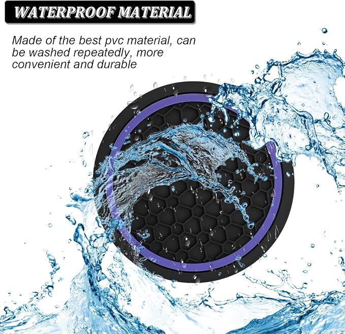 Mandark 2PCS Car Cup Holder Coasters, 2.75 Inch Non-Slip Insert Water Bottle Holder Pads, Dustproof Automotive Interior Accessories Mat, Universal for Vehicles, Trucks, RVs and More(Black/Purple)