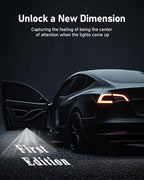 Car Door Lights Logo Projector, Tesla Accessories for Model Y 3 X S | 4K HD Puddle Lights Compatible with Model Y Juniper Model 3 Highland S X, Ultra-Bright No Fade 3D Laser Welcome Light(4 Pack)