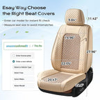 Coverado Seat Covers Full Set, 5 Seats Universal Seat Covers for Cars, Beige Car Seat Covers Front Seats Back Seat Cover, Breathable Car Seat Cushion, Leather Seat Cover Seat Protector Fit Most Cars