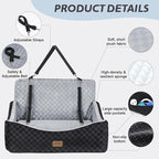 Dog Car Seat for Medium/Large Dogs - Reversible Dual-Sided Travel Dog Car Bed with Memory Foam, Washable Pet Booster Seat for Do gs up to 55 lbs or 2 Small Dogs, 2 Safety Leashes, Grey