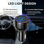 6 Ports 75W Fast Car Charger USB C & USB A,12V/24V Car Charger Adapter Cars Cigarette Lighter Chargers for Super/PD30W/PD/3.1A,12V/24V Cars Port Chargers for Phones,Tablets