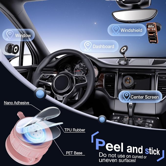 Phone Holders for Your Car for Magsafe Car Mount (130LB Ultra Suction Cup & 360° Adjustable) Vacuum Cell Phone Car Mount, Magnetic Car Phone Holder for Dashboard/Windshield for iPhone & Android