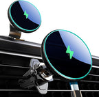 for Magnetic Car Mount Charger-15W Wireless Car Charger-Magnetic Car Phone Holder for Dash Air Vent-LED RGB HandsFree Car Mount Fast Car Charger for iPhone 14/13/12 Series Carbon Fiber