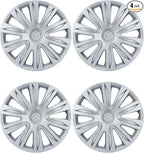 Hubcap Wheel Covers Hub Caps 16 Inch Set of 4 Black & Silver Universal Wheel Rim Cover R16 Stylish Car Decor Wheel Covers for Toyota Camry Nissan Mazda (silver-03, 16 inch)