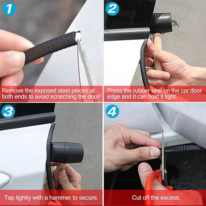 66Ft(20.2M) Long Car Door Edge Guards,U Shape Edge Trim Rubber Seal Protector Rubber Car Door Protector Car Protection Door Edge Anti-Collision Rubber Clips Fit for Most Car| Black