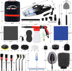 40Pcs Car Wash Detailing Kit Cleaning Kits with Foam Gun Sprayer Vacuum with Long Cord Drill Brush Large Wash Mitt Towels Complete Interior Exterior Car Washing Supply Set Black