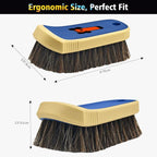 Horse Hair Leather Cleaning Brush - Upgraded Long Bristle Car Leather Brush with 360° Soft Grip, for Car Interior Seats, Sofa, Upholstery & Furniture Care