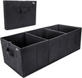 Trunk Organizer for SUV, Sturdy Car Organizer, Non-Slip Bottom, Folded Storage Organizer for Sedan, Van, Jeep, Grocery, Car Organization for Men, Women, Large 3 Compartments, Classic Blk