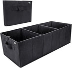 Trunk Organizer for SUV, Sturdy Car Organizer, Non-Slip Bottom, Folded Storage Organizer for Sedan, Van, Jeep, Grocery, Car Organization for Men, Women, Large 3 Compartments, Classic Blk