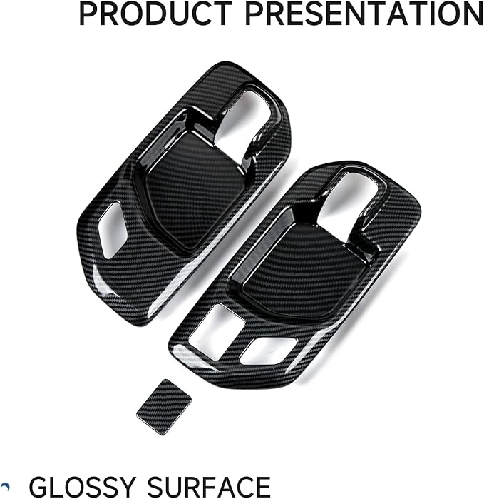 Car ABS Carbon Fiber Front Inner Door Handle Cover Interior Trim Side Mirror Decor for 2019-2025 Chevy Silverado | for 2019-2021 GMC Sierra 1500 2500 3500 HD Accessories