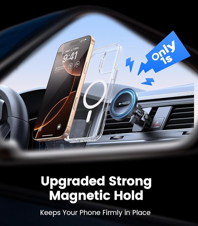 for MagSafe Car Mount [Super Magnet Power & Vent-Safe Clip] Upgraded Steel Core Magnetic Phone Holder 360° Adjustable Hands Free Vent Mount for 17 16 15 14 13 12 Pro Max