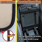 Auto Center Console Pad, PU Leather Car Center Console Box Cushion, Non Slip Soft Armrest Seat Box Cover, Waterproof Vehicle Armrest Protector for SUV, Truck, Car (Rhombic Lattice Wine Red/Beige)