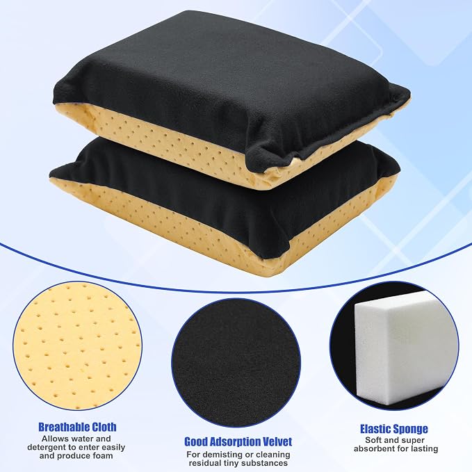 2PCS Window Defogger Sponge, Absorbent Window Glass Defogger Car Windshield Cleaner for Auto Cleaning (Yellow+Black)