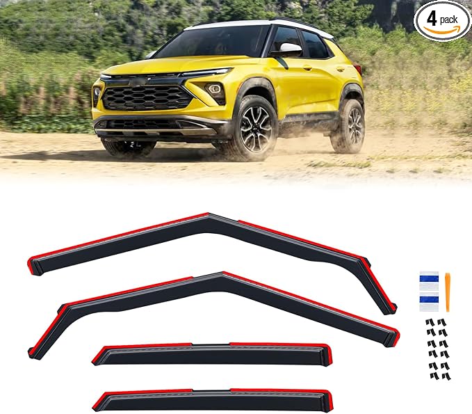 in-Channel Rain Guards for 2021-2026 Chevy Trailblazer, Window Visor Shields Vent Deflector Shade Wind Dark Smoke 2022 2023 2024 2025 21 22 23 24 25 26, Tape-On Inside-Mount, 4PCS