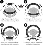 Car Steering Wheel Covers for Women Padded Carbon Fiber PU Leather Cute Auto Interior Accessories for Vehicle, Sedan, Universal, Anti Slip, White, Standard Size, 14.75-15.15in