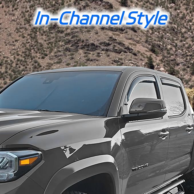 4 PCS in-Channel Rain Guards Fit for 2021 2022 2023 2024 2025 2026 Ford F150 SuperCrew, Side Window Wind Deflectors for 23-25 F250 F350 F450 F550 Crew Cab, Vent Window Visors Shade Shield