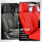 Coverado Front Seat Covers, Waterproof Nappa Leather Stain-Resistant Protectors, Universal Fit for Sedans, SUVs, Trucks, Automotive Car Seat Covers, Waterproof Seat Cushions – Red