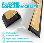 2pcs Shower Squeegee for Glass Doors with Adhesive Hanging Hook Set | 12” gold, bathroom accessories, window cleaner, new home essentials, soft rubber blade, metal handle, ergonomic grip