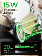 15W Only for iPhone MagSafe Car Mount Charger, 360% Adjustable Aluminum Alloy Arm, Relocatable Car Phone Holder, Magnetic Wireless Fast Charging, Cell Phone Holder for All Car Models, Black