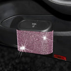 Bling Car Trash Can with Lid, Crystal Rhinestones Leakproof Auto Garbage Hanging Container Bin, Multipurpose Diamond Dustbin Storage Organizer, Universal Vehicle Accessories (Pink)