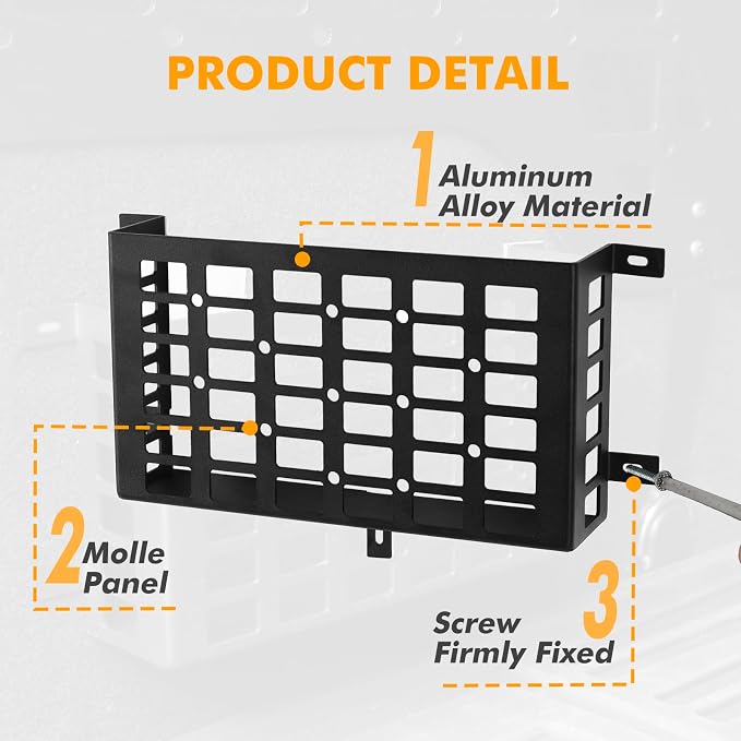 2 Pieces Universal Metal Car Storage Box, Small Cargo Pocket Molle Panel Frame Storage System, Storage Tray Basket for Car Truck RV Boat Home Storage, Black