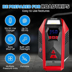 Bullseye 12V DC Car Tire Inflator Portable Air Compressor - Rapid 2 Minute Inflation, Auto Shut-Off, Max 150 PSI, Easy Cord Storage, Digital Pressure Gauge, Works For Bikes, Motorcycles, Inflateables