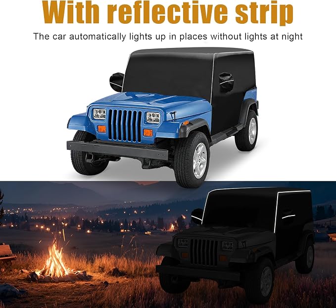 Cab Cover 600D Oxford Windproof Sunshade Cover Compatible with 1987-1995 Jeep Wrangler YJ 1997-2006 Jeep Wrangler TJ