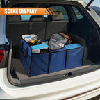 Car Trunk Organizer, Oxford Fabric Waterproof & Anti-Slip Vehicle Storage Box with Leak Proof & Insulated Cooler Bag, Large Capacity Foldable Auto Storage Box for Car, SUV, Truck (Blue)
