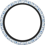 Blue Floral Steering Wheel Cover for Women & Men – Universal 15 Inch Car Accessories, Non-Slip & Stylish Design, Fits Most Cars, SUVs, and Auto