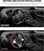 Sun Walker Steering Wheel Cover, 15 inch Breathable Steering Wheel Protector with Anti-Slip Lining, Comfortable Wheel Wrap Cover for Most Vehicles, Universal Car Accessories (Red)
