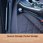 Advanced 3in1 Car Seat Gap Filler with Pocket Organizer and Removable Cupholder,Console Side Pocket Organizer,Car Seat Gap Pad for Cellphone Coin Key,Stopper and Blocker,PU Leather,2 Packs