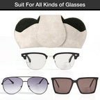 KINIVA White Car Visor Sunglass Holder Leather Glasses Case with Magnetic Closure