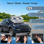 Car Windshield Sun Shade, Universal Fit Full-Size SUV Pickup MVP, Cool Gray | 63 x 33.86" Large Windshield Cover, Foldable Front Window Sunshade, UV Heat Protection, Cute Eyes Series