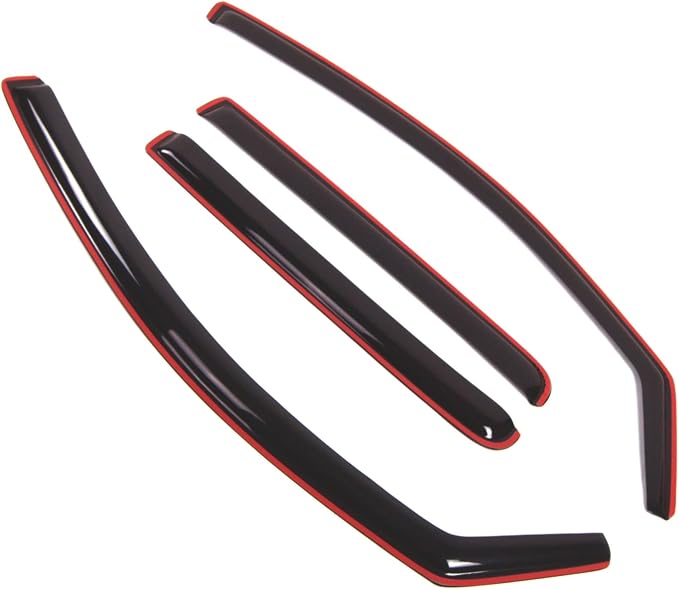 WD2-358i Dark Smoke 4 Pcs Set Window Visor (in-Channel) Deflector Rain Guard Compatible with 2004-2015 Nissan Titan Crew Cab