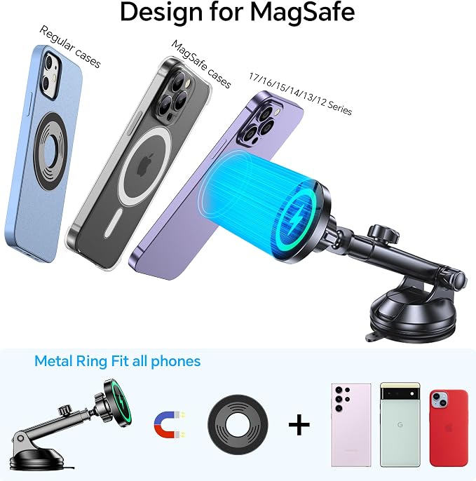for MagSafe Car Mount Charger【Ultra Magnet】Magnetic Phone Holders for Your Car Charger Magnetic Wireless Car Phone Holder Charger Car Accessories for Women Cell Phone Mount for iPhone 17 16 15