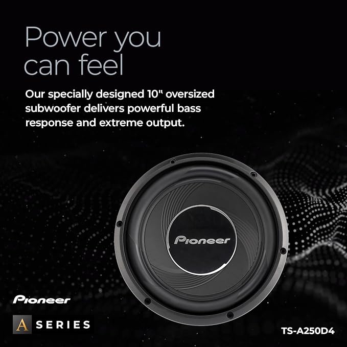 A-Series TS-A250D4 10” Subwoofer – 1300W Max, Flexible Wiring, Powerful Bass Output
