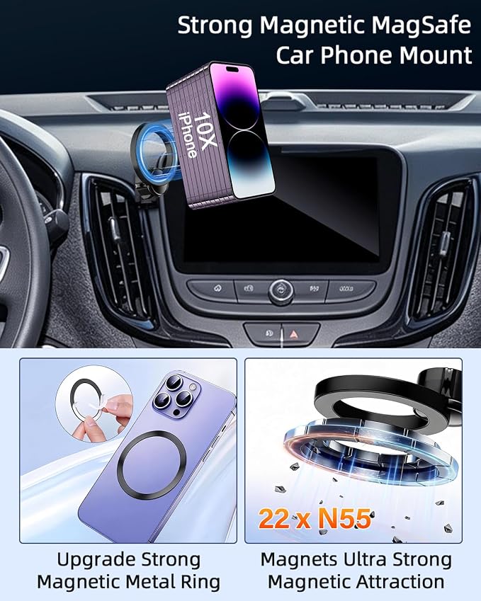 PZK Car Phone Mount for Chevy quinox 2018-2023 Accessories Custom Air Vent | Chevy Car Phone Holder Compatible with MagSafe Cellphone Holder for Vent Hands Free 360° Rotation Magnetic Phone Cradles